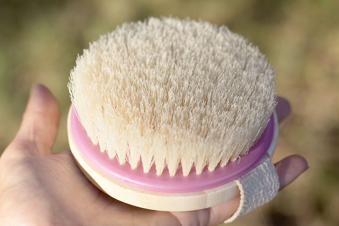 Main tenant la Brosse Ecotools pour brossage à sec