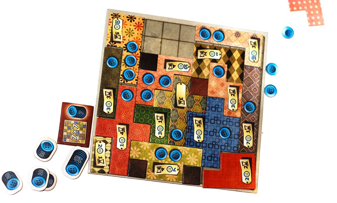 Patchwork jeu de société à 2 joueurs, plateau et tuiles